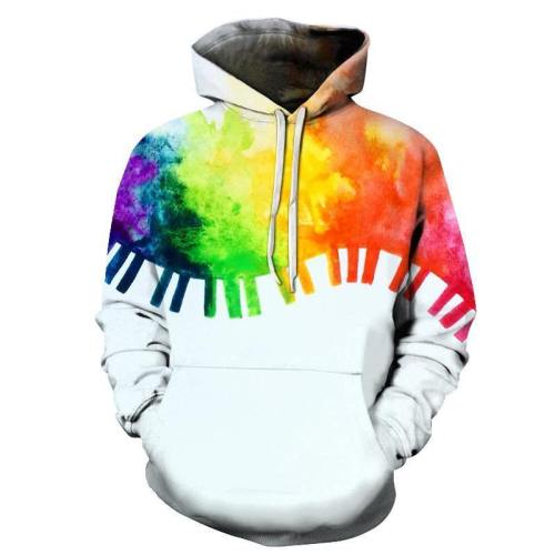 White Rainbow 3D Hoodie Sweatshirt Pullover