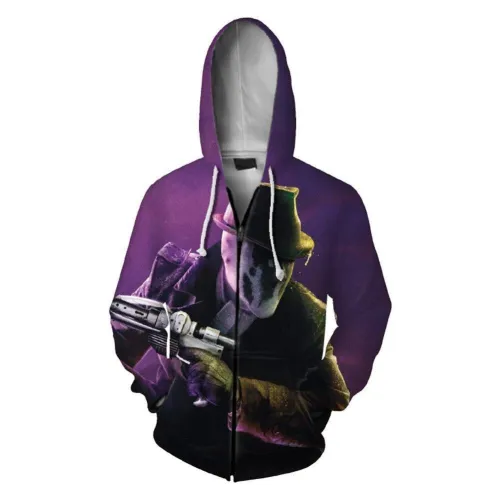 Unisex Watchmen Hoodie Zip Up Hoodie Casual Outdoor Purple Long Sleeve Warm Popular Hoodies