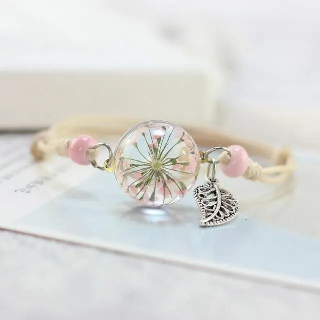Flower In Glass Charming Bracelet