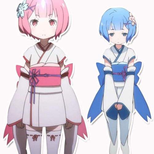 Re:Life In A Different World From Zero Ram Rem Childhood Kimono Cosplay Costume