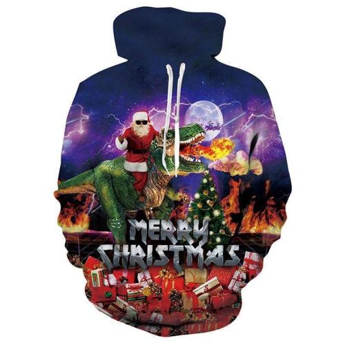 Mens Christmas Hoodies 3D Printing Santa Claus Printed Hoody