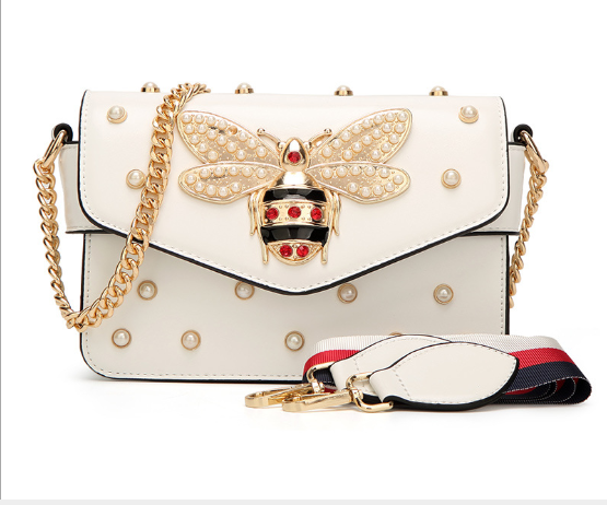 Bees Pearl Chain Portable Shoulder Diagonal Square Package