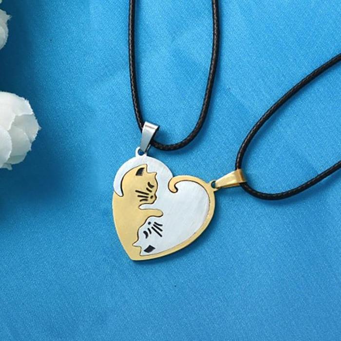 Yin Yang Cat Couple Necklace