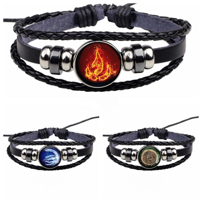 Avatar The Last Airbender Fire Nation Logo Black Leather Bracelet Prop