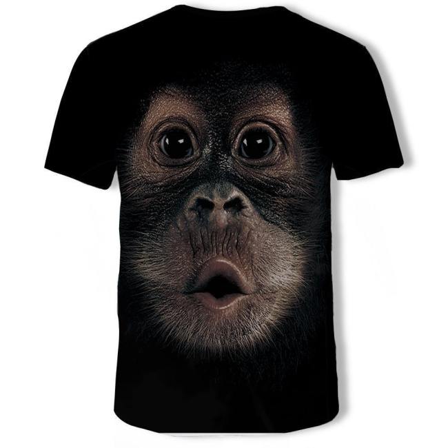 Mens T Shirt 3D Printing Monkey Face Printed Tee