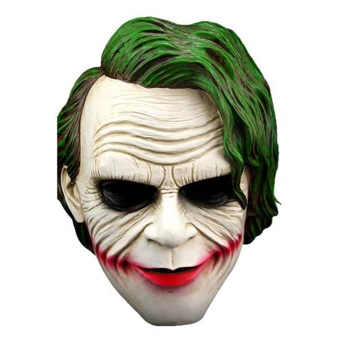 Joker Mask Green Hair Clown Mask Halloween Villain Cosplay Props