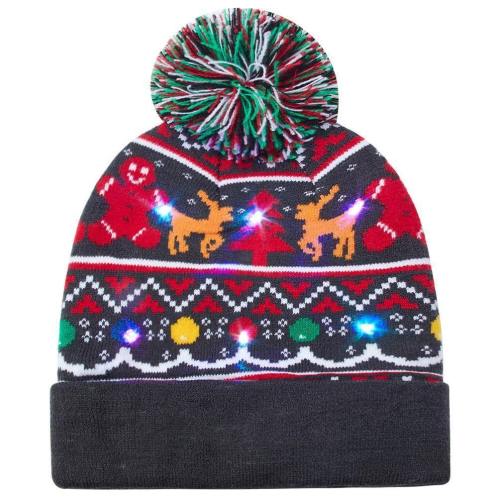 Men Women Led Light Up Beanie Hat Reindeer Knit Cap For Christmas Ugly Sweater Beanies