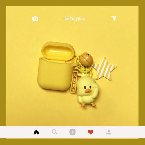 Cute Yellow Duck And Striped Star Apple Airpods Protective Case Cover
