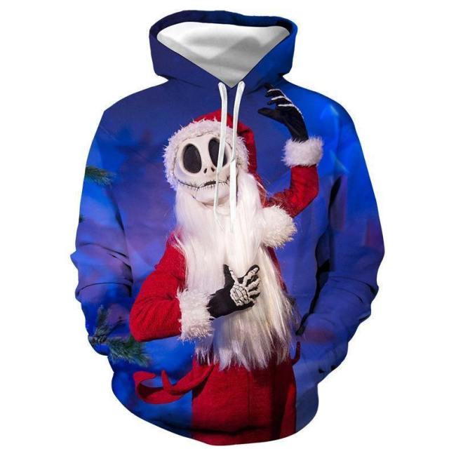 Mens Hoodies 3D Graphic Printed Ugly Christmas Blue Pullover Hoodie