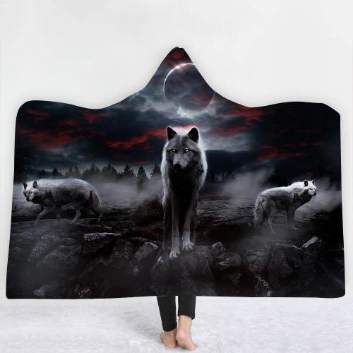 Lone Wolf 3D Hooded Blanket