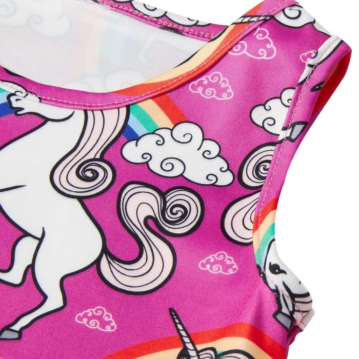 Little Girls Unicorn Rainbow Sleeveless Dress