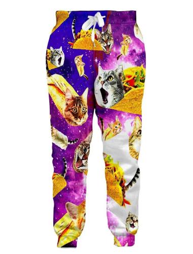 Mens Jogger Pants 3D Printing Taco Cat Pattern Trousers