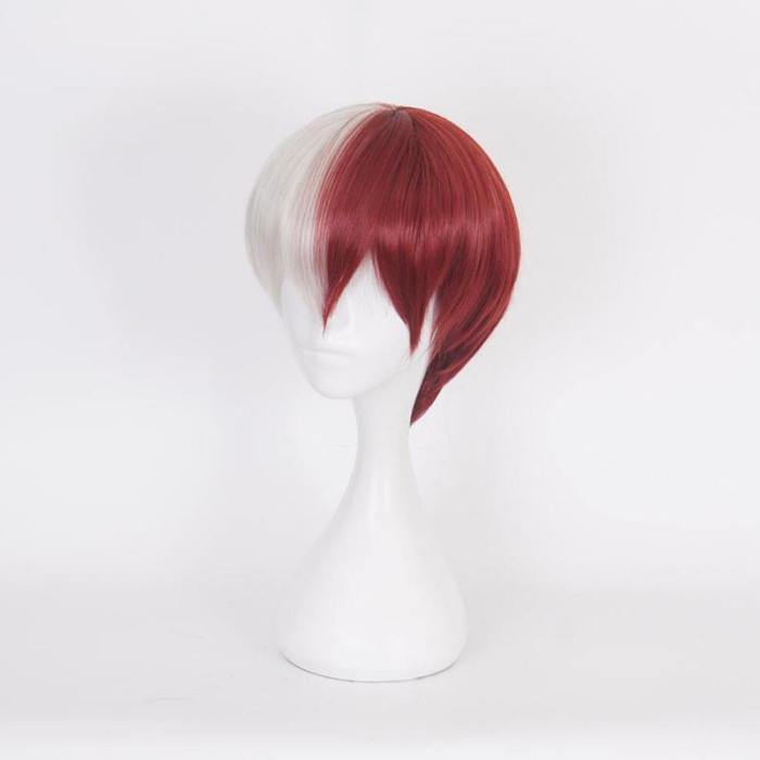 My Hero Academia Boku No Hiro Akademia Shoto Todoroki Shouto White And Red Cosplay Wig+Wig Cap