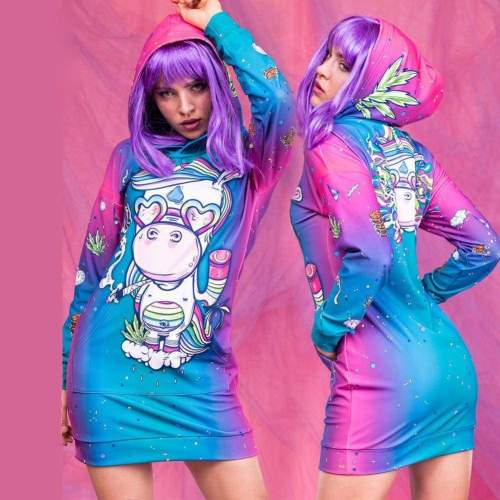 Glasses Unicorn Hoodie Dress