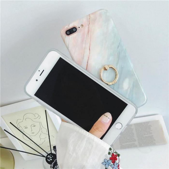 Marble Ombre Rainbow Pink Phone Case With Kickstand Ring Holder