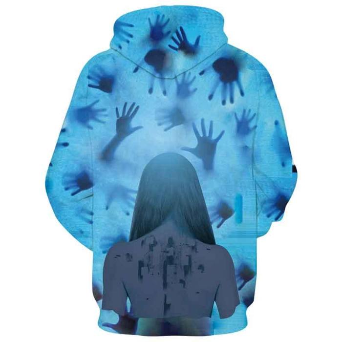 Mens Hoodies 3D Printed Female Ghost Halloween Pattern Printing Hoodies