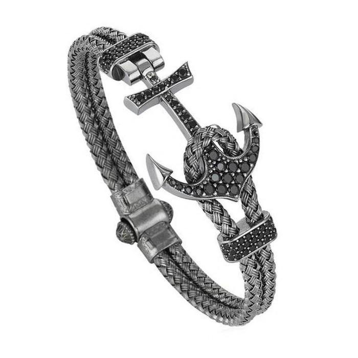 Braided Stainless Steel Anchor Bracelet