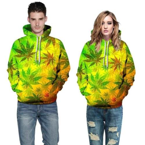 3D Print Hoodie - Maple Leaf Pattern Pullover Hoodie