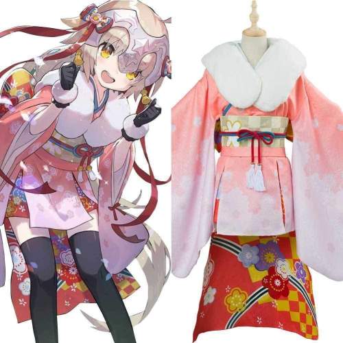 Fate/Grand Order Jeanne D'Arc Alter Santa Lily Cosplay Costume New Year Kimono