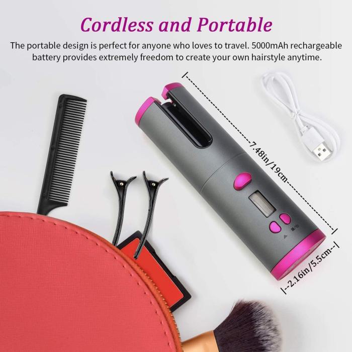 U-Unbound Cordless Hair Auto Curler- Portable Wireless Automatic Hair Curler