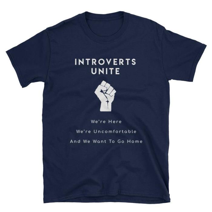  Introverts Unite  Short-Sleeve Unisex T-Shirt (Black/Navy)