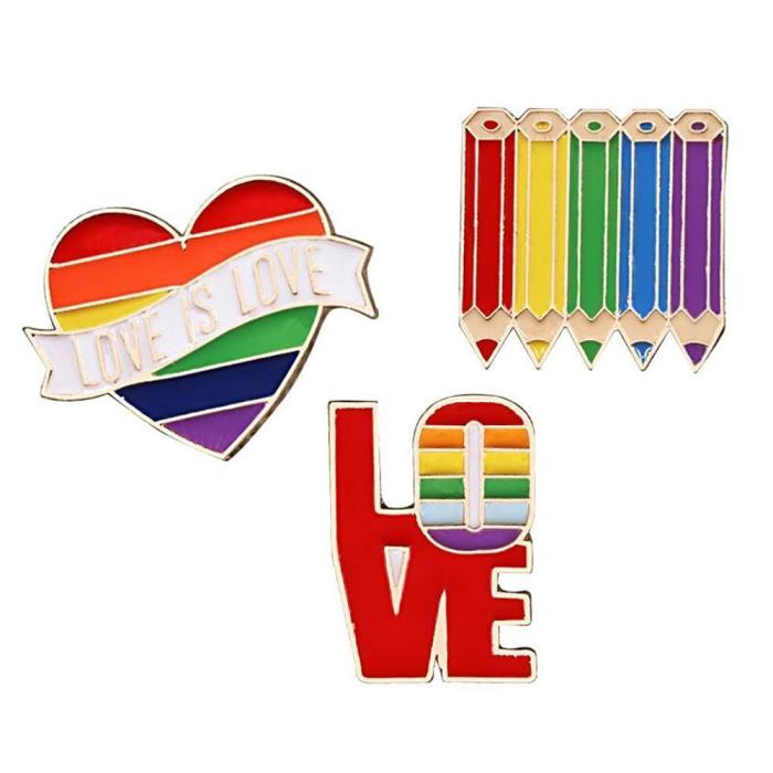 Rainbow Pride Enamel Brooch Pins Set