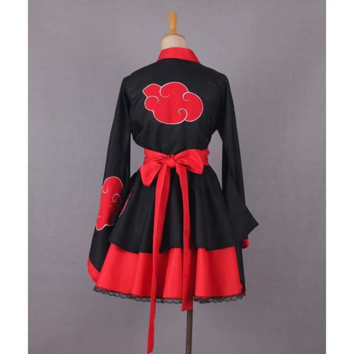 Naruto Shippuden Akatsuki Organization Female Lolita Kimono Dress Anime Cosplay Costume