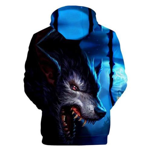 Anime Wolf 3D Print Hoodie Casual Long Sleeve Sweatshirt