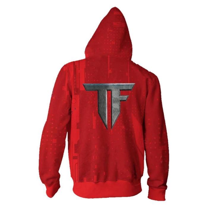 Unisex Transformers Hoodies Decepticon Printed Zip Up Jacket Sweatshirt