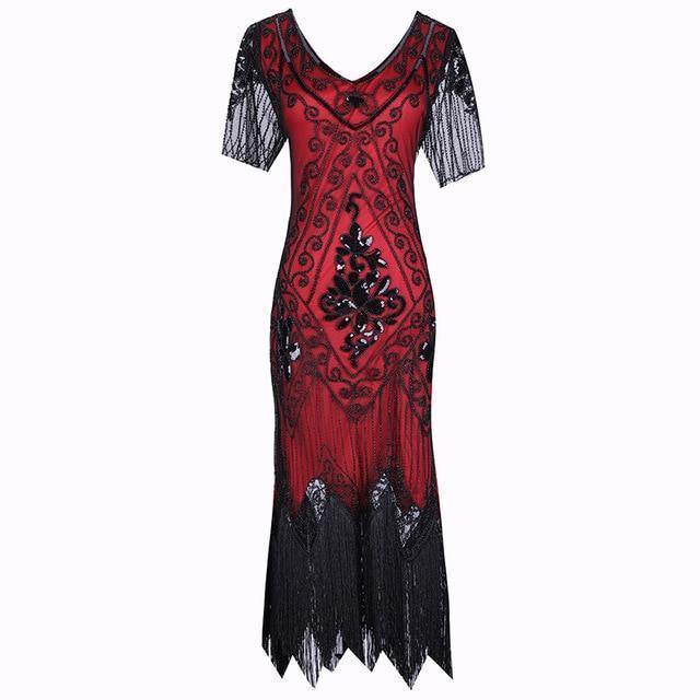 S Flapper Great Gatsby Dress Roaring 20S Costume Fringe Sequin Beaded Dress And Embellished Art Deco Dress Accessories