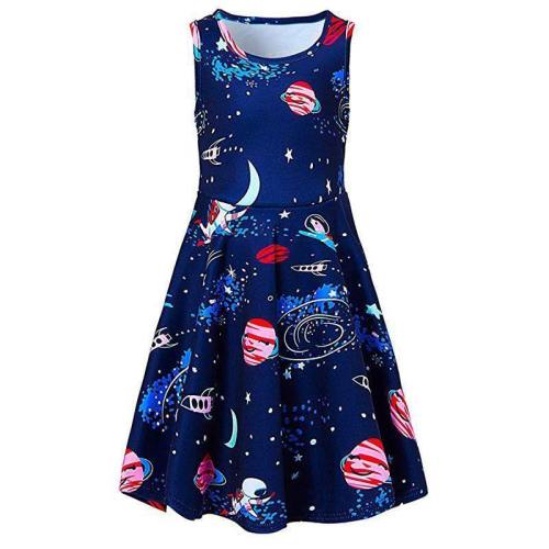 Little Girls Space Planet Pattern Dresses