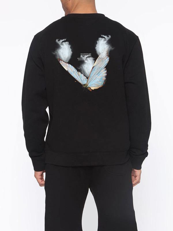Men Women Crew Neck Basic Butterfly Sweatshirt