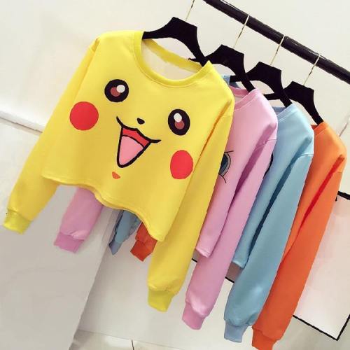 Pikachu Harajuku Cosplay Costumes Crop Top Hoodies Sweatshirt Tee