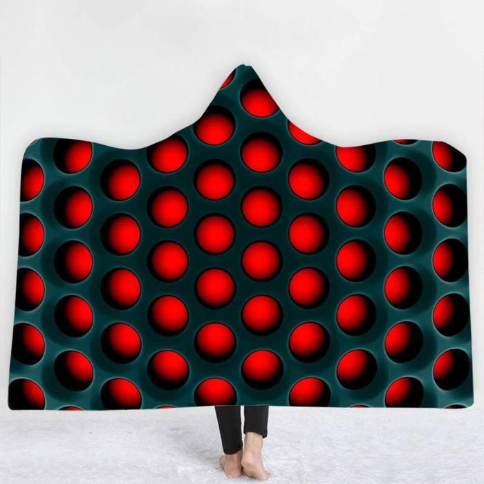 3D Hypnotic Holes Hooded Blanket