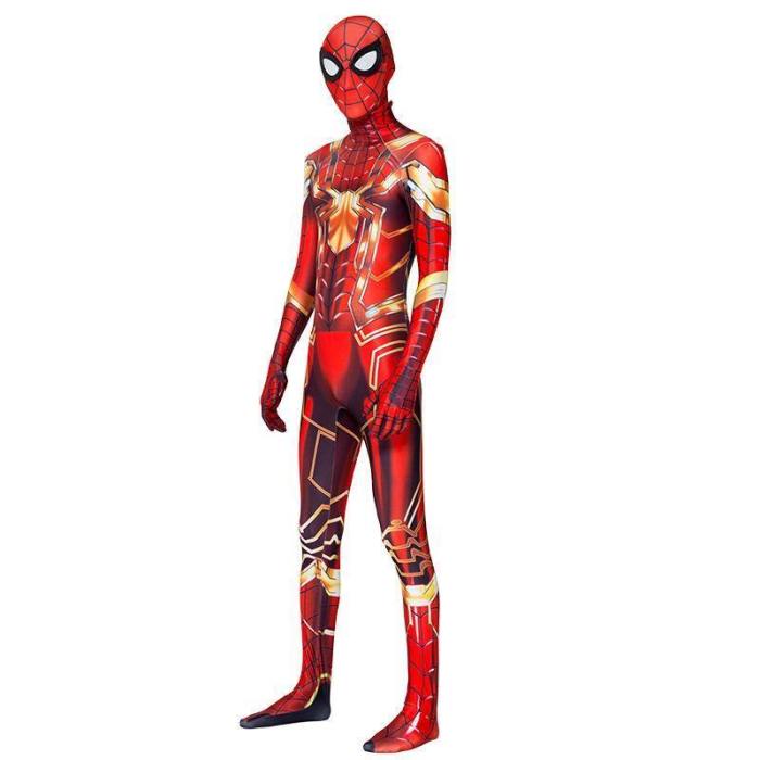 Superhero Halloween Cosplay Iron Man And Spiderman Mix Style Jumpsuit For Men And Teens