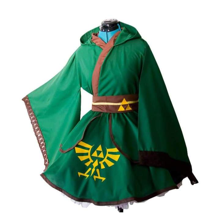 The Legend of Zelda Link Green Lolita Kimono Dress Anime Cosplay Costume