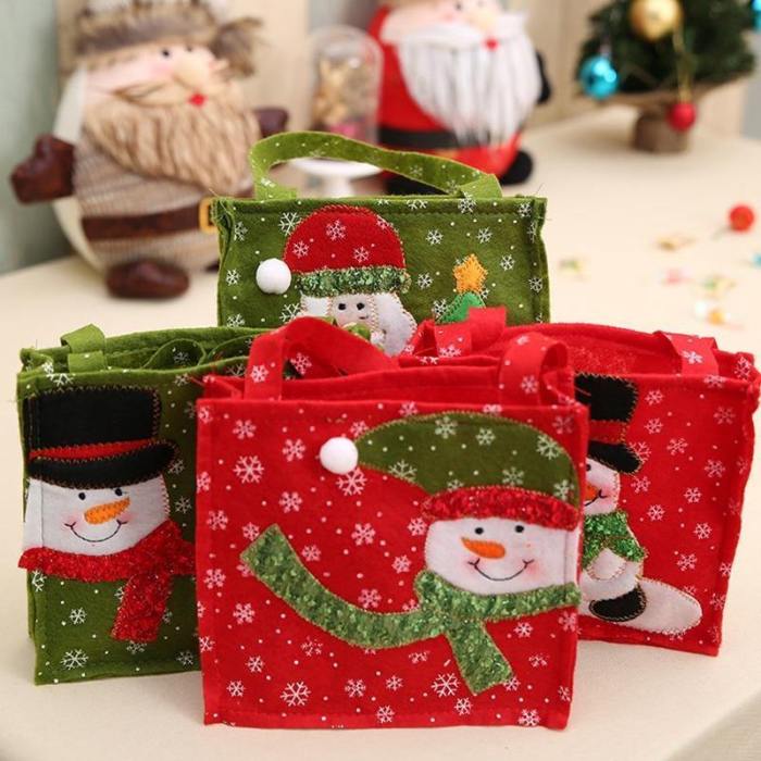 New Year Xmas Gifts Santa Claus Snowman Candy Bags Hangable Pouch Handbag Merry Christmas Storage Package Container Organizer
