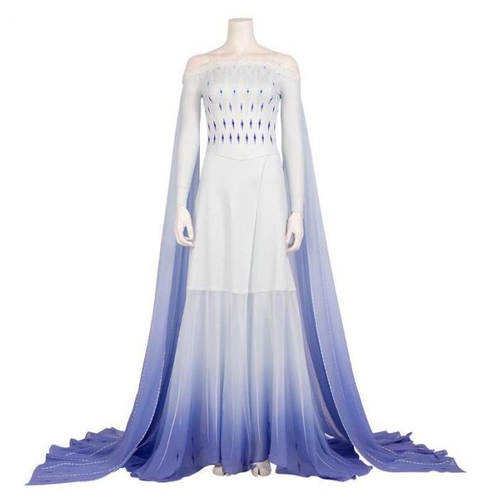 Movie Elsa White Dress Custom Made Costumes Princess Elsa Cosplay Costume Dress Elsa Hair Down White Dress Adult