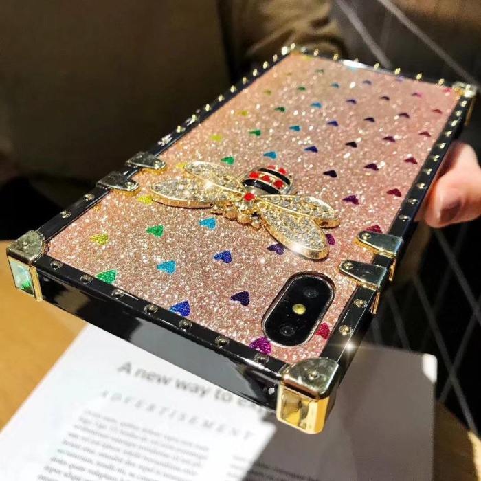 Luxury Bee Glitter Hearts Phone Case