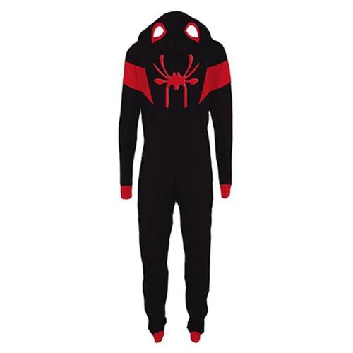 Halloween Into The Spider-Verse Miles Morales Pajamas Cartoon Onesie Hooded Pajamas Cosplay Costume