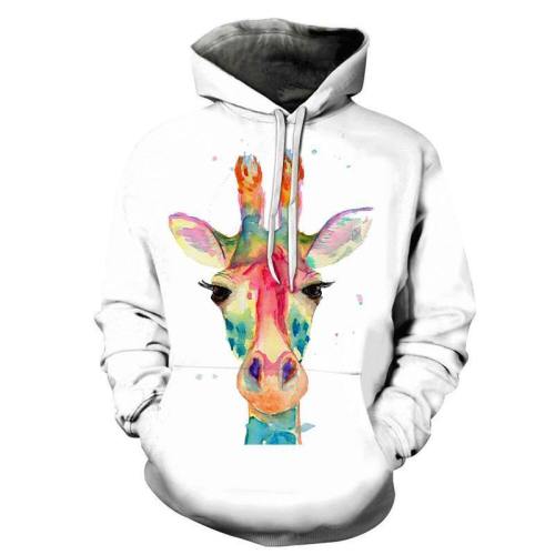 Colorful Giraffe Face 3D - Sweatshirt, Hoodie, Pullover