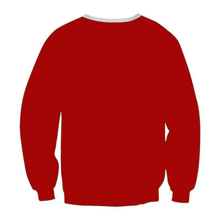 Mens Pullover Sweatshirt 3D Printed Christmas Santa Claus Red Long Sleeve Shirts
