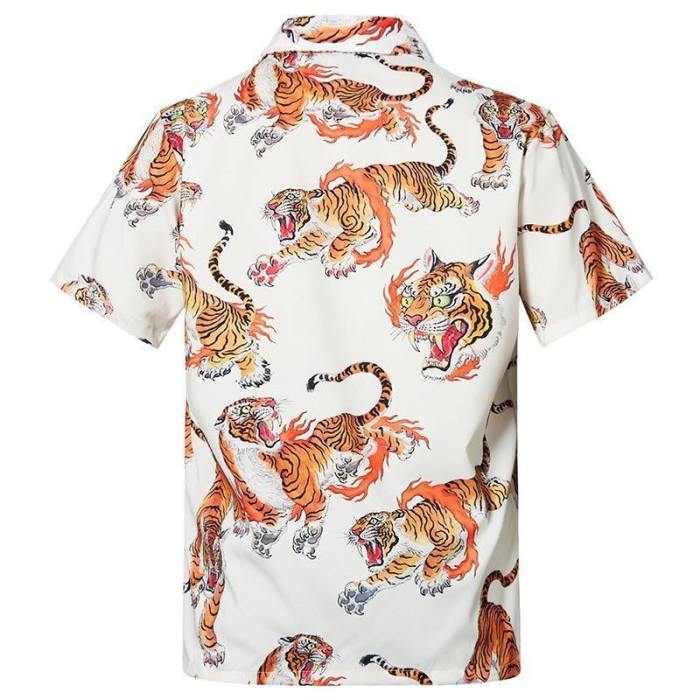 Men'S Hawaiian Shirts Tiger Printed