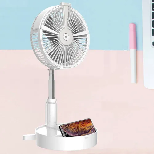Usb Eletric Fan Humidifying Hydration Water Spray Fan Portable Folding Retractable Fan Desk Lamp Fan Telescopic Night Light