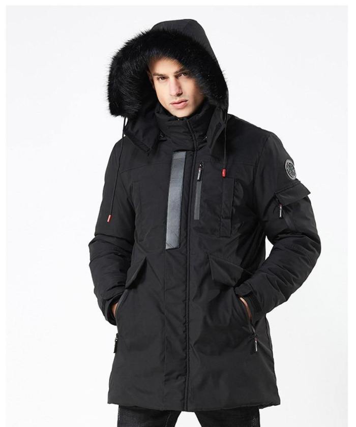 New Winter Casual Long Men Parka Pockets Coats