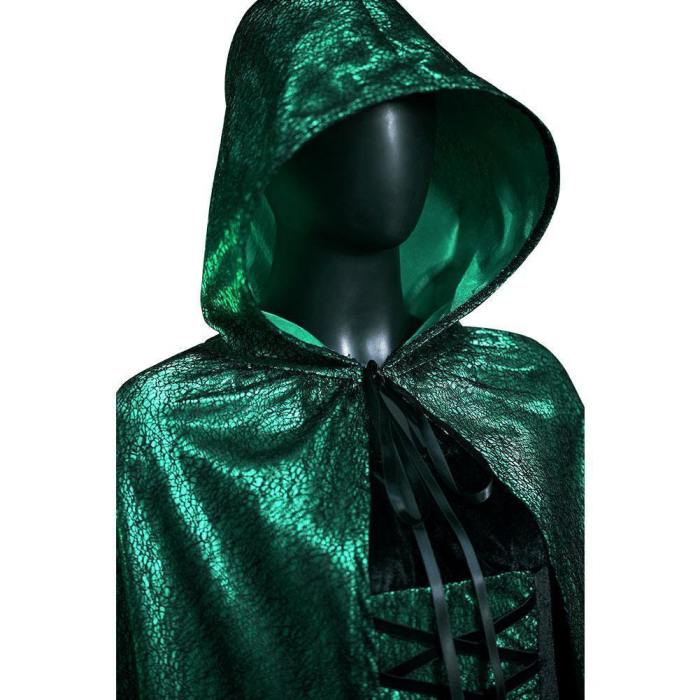 Emerald Sorceress Cloak Dress Outfits Halloween Carnival Suit Cosplay Costume