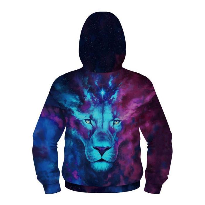 Kids Pullover Sweatshirts 3D Print Animal Full Zip Hoodie Wolf Lion