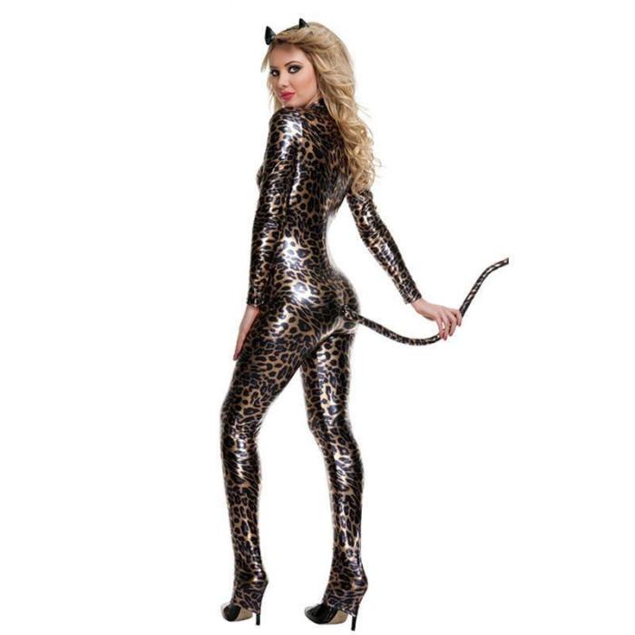 Women Leopard Print Jumpsuit Costume Cat Woman Cosplay
