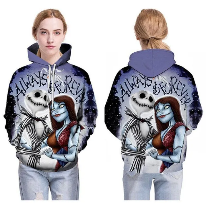 Sally Jack Skellington 3D Hoodie Sweatshirt