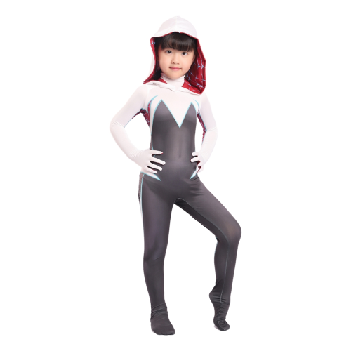 Kids Girl Spider Gwen Stacy Halloween Costume Spiderman Zentai Cosplay